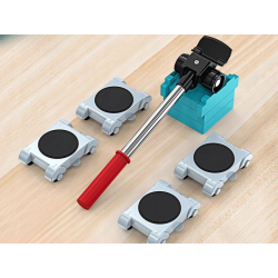 ZESTAW DO TRANSPORTU MEBLI PRZESUWANIA ROLKI 150KG 5EL Z PODNOŚNIKIEM KÓŁKA